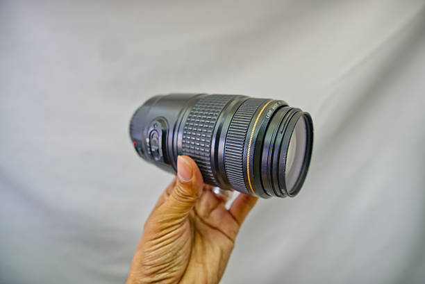 Photographic lens, close-up n abstract color illuminated.