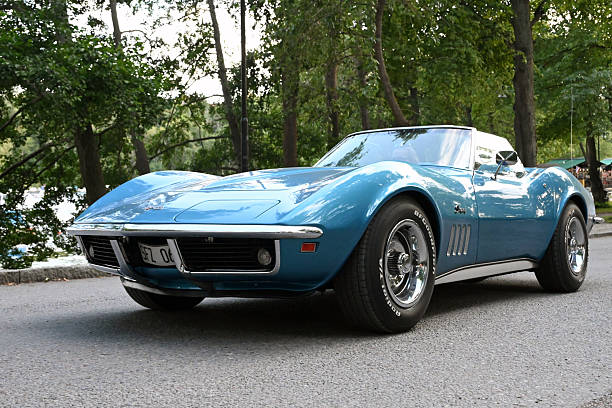 Skanstull, Stockholm, Sweden - August 11, 2025: Chevrolet Corvette Stingray from 1969 at a classic and vintage car event at Skanstull.