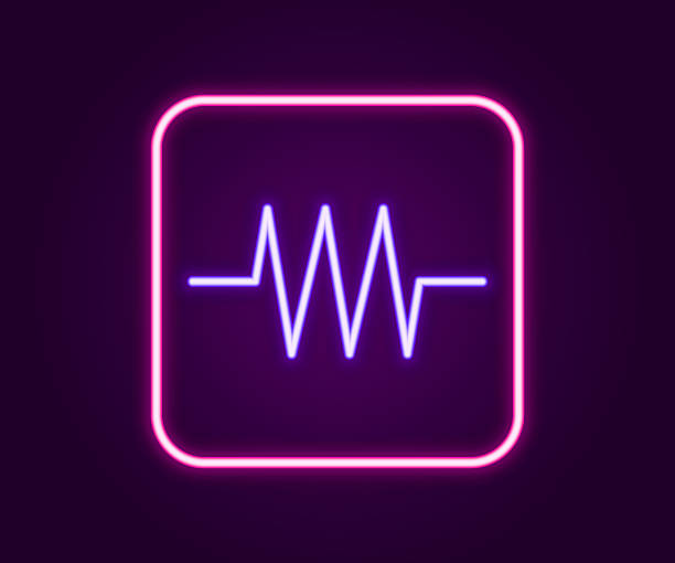 istock Glowing neon line Resistor in electronic circuit icon isolated on black background. Colorful outline concept. Vector 2229917176