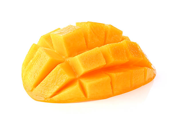 istock Mango , half of mango slice cut in cube isolated on white background 2229917534