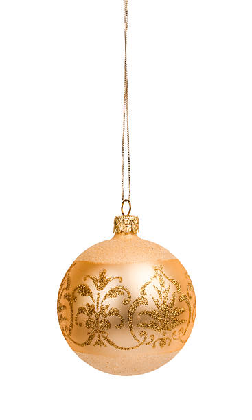 Golden Christmas bauble against a white background