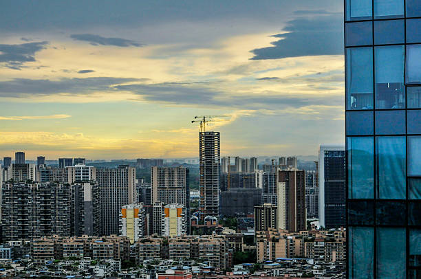 City background in sunset