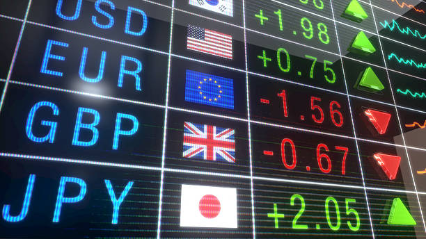 istock Various exchange rates on flowing digital screen fluctuate in financial market update 2229922450