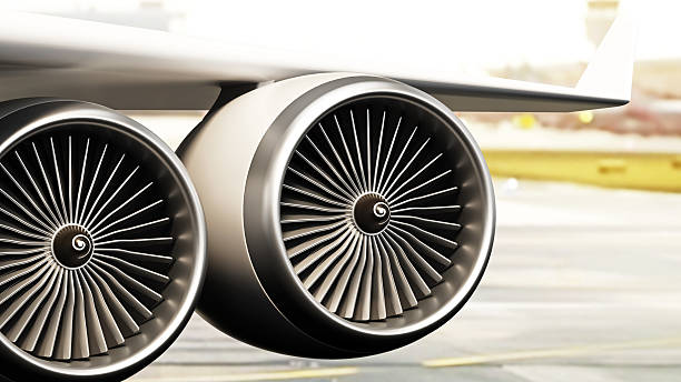 Front View of a Huge Turbofan Jet Engine of the Modern Aircraft