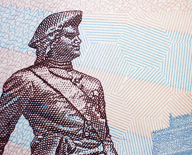 Monument to Czar Peter Statue the Great Pattern Design on Banknot