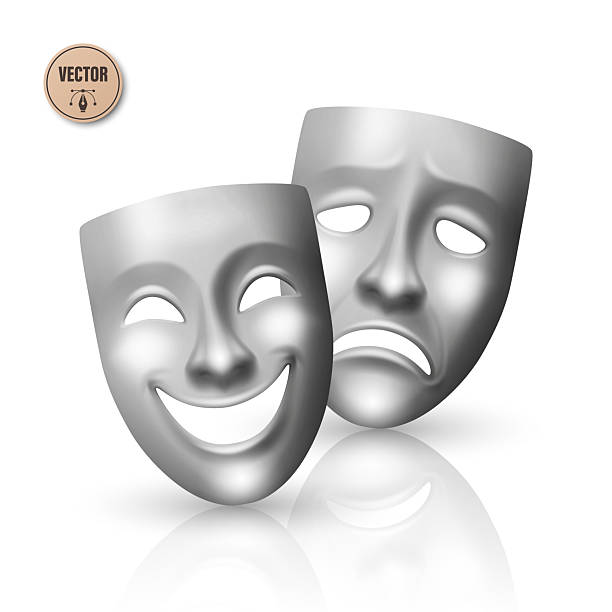istock Vector Realistic Theater Mask Set. Comedy and Tragedy Masks. Classic Theater Mask for Stage Design, Greek Drama, Acting, Performing Arts. Theater Mask, Isolated 2229924077
