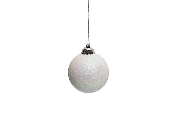 istock White shiny ball hanging isolated on white background. 2229925573