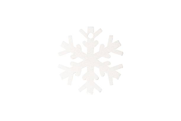 istock White wooden snowflake isolated on white background. 2229925585