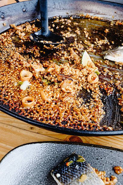 istock plate with fish and rice from the paella pan 2229925639