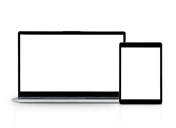 istock Modern laptop and digital tablet on white isolated background with clipping path. Element for design. 2229931260