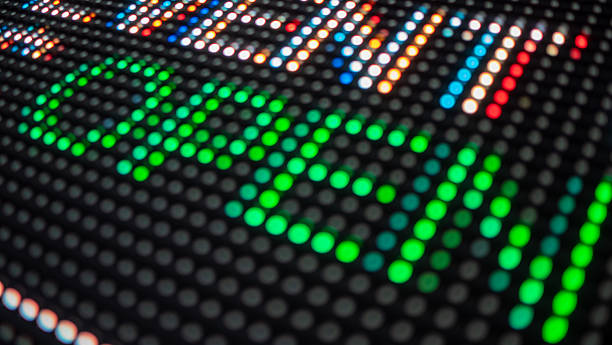 Bright outdoor RGB led elements close-up