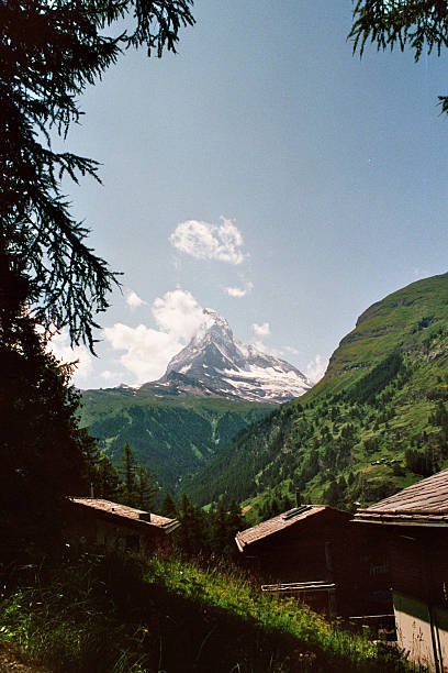 The mountain of Matterhorn in the village of Zermatt