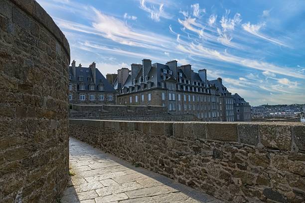 istock Walkway atop stone fortifications curves. 2229946408