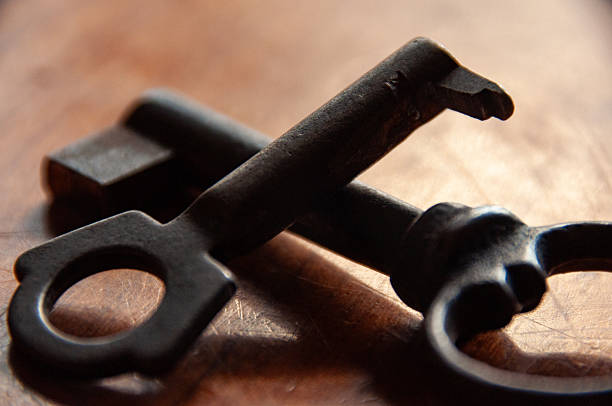 istock A pair of rustic vintage keys on a wooden surface 2229956831