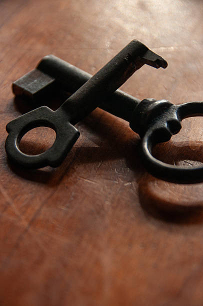 istock A pair of rustic vintage keys on a wooden surface 2229957271