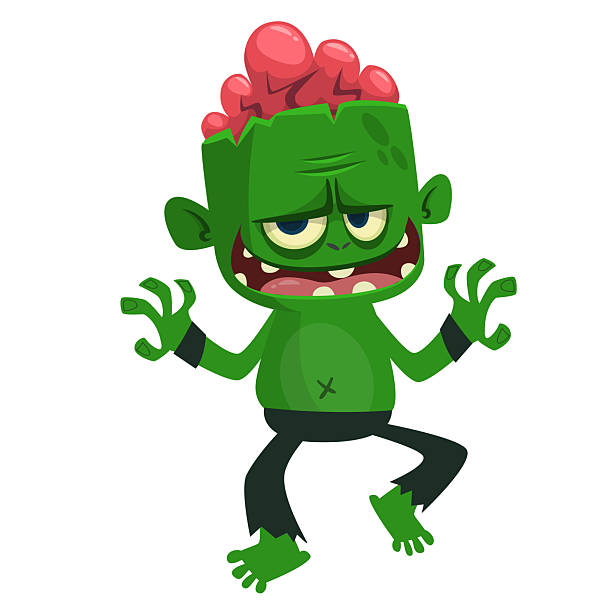 istock Cartoon funny green zombie character design. Halloween monster vector illustration 2229959635