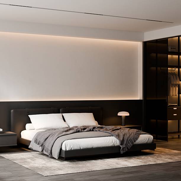 istock Modern Minimalist Bedroom Interior Poster Frame Mockup 2229962412