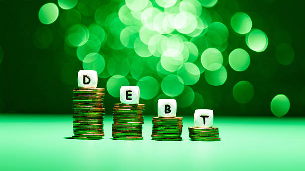 istock Word debt on stack of coins 2229969600