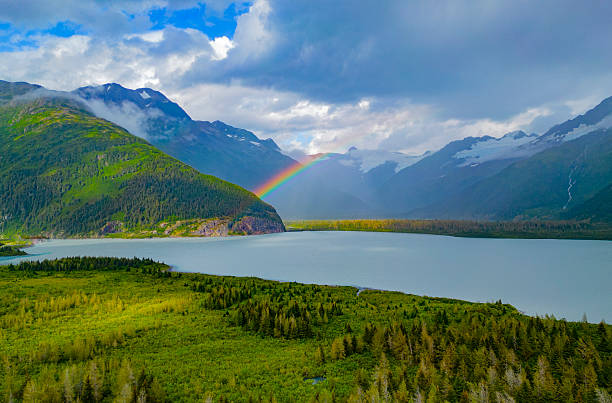A rainbow landscape view from Alaska, United States