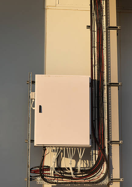 istock industrial electric outdoors cabinet with wires , metal shield box with column 2229975572
