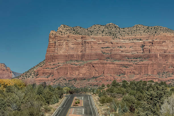 Film image of Sedona Arizona red rock country and surrounding mountain landscape