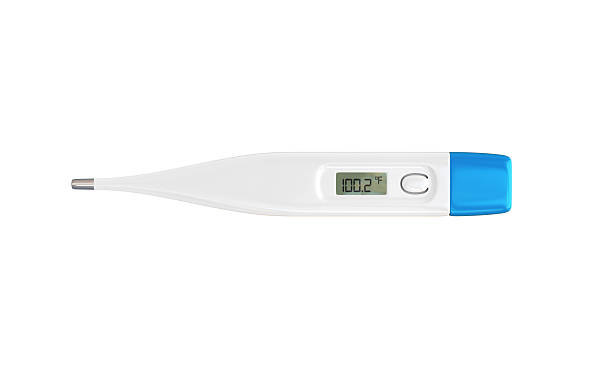 istock Digital Electronic Thermometer Shows 100.2 Fahrenheit Degrees Blue 2229984274