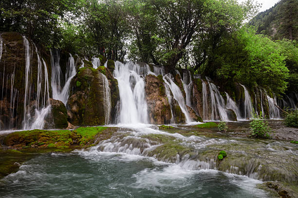 istock Moss-Covered Cliff at Nuorilang Waterfall, Jiuzhaigou, Sichuan, China 2229985658