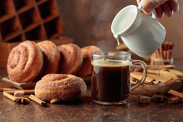 istock Swedish cinnamon rolls and coffee latte. 2229986748