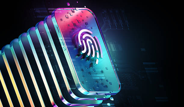 istock Privacy Concept Showcasing Fingerprint Scanner Integration in Modern Smartphones and Gadgets. Modern Graphic Design, HUD Elements and Tech-Inspired Graphic Design Highlight Latest Innovative Technologies. 2230004084