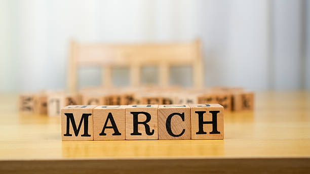 istock March wooden blocks arranged on table create warm and inviting atmosphere, perfect for seasonal decor or planning. soft background adds touch of elegance to display 2230004837
