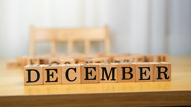 istock December wooden blocks arranged on table create warm and inviting atmosphere, perfect for holiday themes and seasonal celebrations. natural wood texture adds rustic charm 2230004851