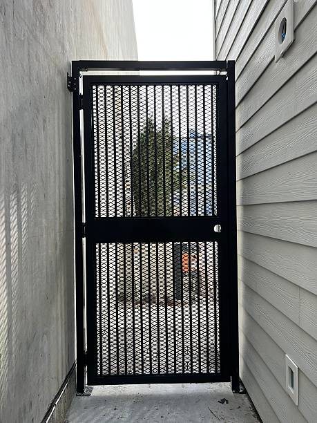istock Black aluminum door 2230038519