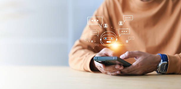 istock Ai generate concept.Man use their mobile phones to chat with artificial intelligence technology. 2230043481