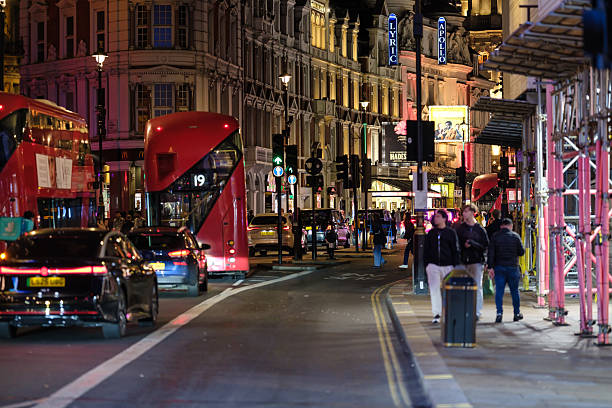 London, UK - May 24, 2025 : Night life in the center of London UK