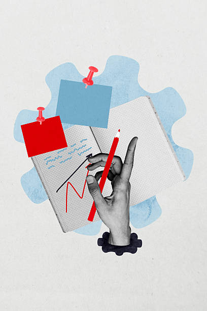istock Poster image vertical collage of business hand show notepad gearwheel setting arrow progress notes doodle success achievement 2230066404