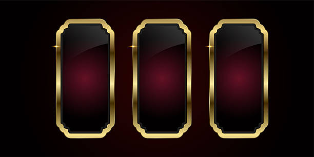 istock Set of three Golden badges and labels Premium Vector button, banner, web bar, vector design. 3 Luxury gold buttons for element illustration design for web UI-UX 2230069480