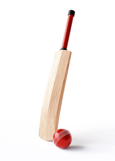 Cricket bat and ball isolated on white background. 3d-rendering