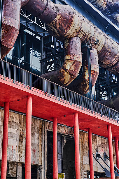 istock Red  Metal Stairway 2230077776