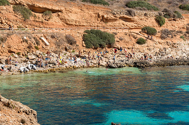 Beautiful Sceneries of The Red Cove (Cala Rossa), in Favignana Island, Province of Trapani, Italy.