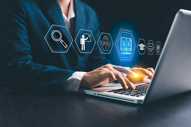 istock Concept of online education, e-learning, digital courses, leverages internet to provide training supports personal development professional qualifications, helping individuals develop new skills. 2230088115