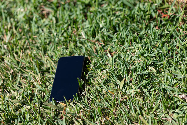 Mobile phone dropped on the grass