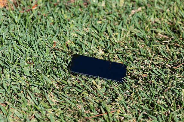 Mobile phone dropped on the grass
