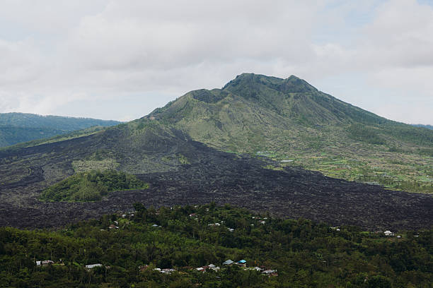 Mount Batur and Fresh Lava on Bali Island