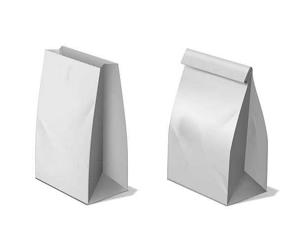 istock Vector set of 3D mockups of white paper bags on isolated background. 2230109658