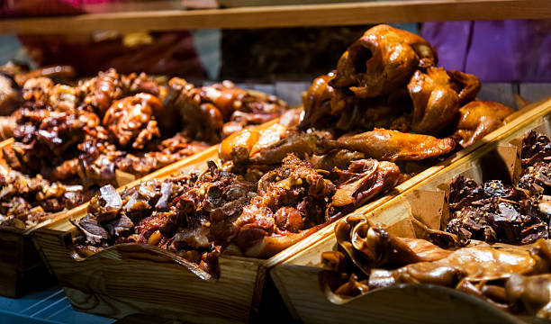 Chicken and pork in the delicatessen