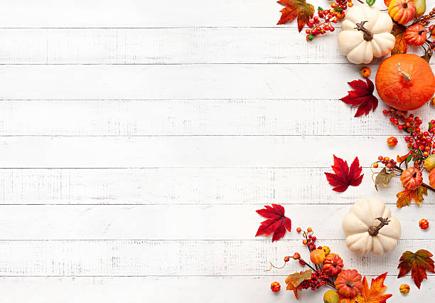 Flat lay autumn composition with copy space.