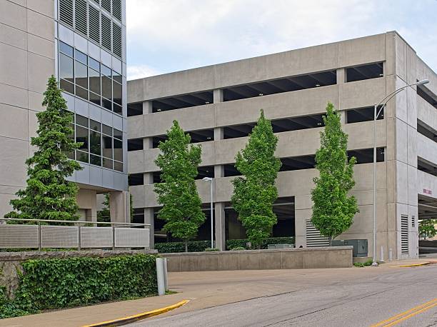 istock Concrete jungle, adjoining office building and parking garage 2230145439