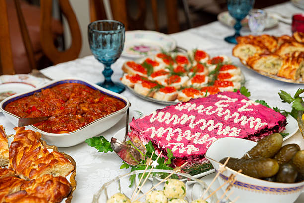 istock Festive table with holiday delicacies 2230149569