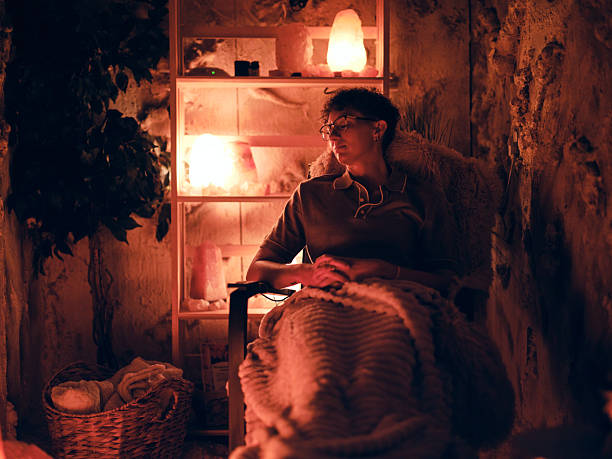istock Woman Relaxing in a Salt Cave 2230164164