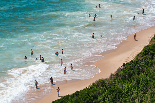 Mohegan Bluffs Beach on Block Island during the summer